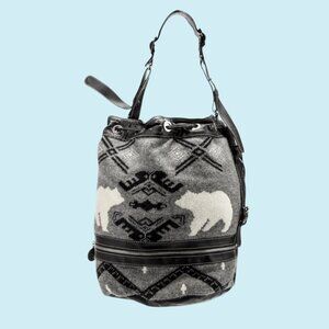 Stella McCartney Knit Handbag Black White & Gray Nordic Vegan Leather Tote